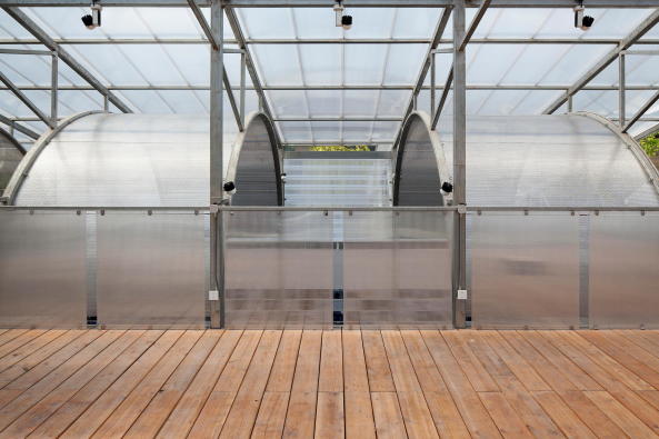 Atelier GOM, Studio Moa, tempor�re Architektur temporary architecture, neubau, Studio in Shanghai, West Bund, PVC Paneele, ephemeral, 2015, 2017, China, chinese, art, Kunst, Ausstellungen, exhibition, architecture