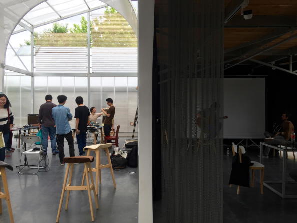 Atelier GOM, Studio Moa, tempor�re Architektur temporary architecture, neubau, Studio in Shanghai, West Bund, PVC Paneele, ephemeral, 2015, 2017, China, chinese, art, Kunst, Ausstellungen, exhibition, architecture