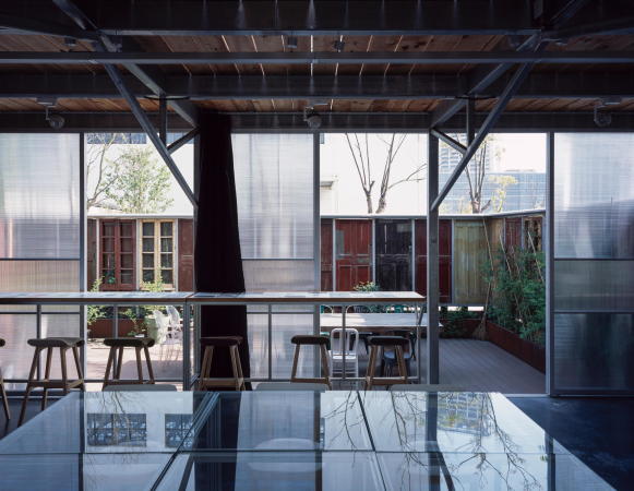 Atelier GOM, Studio Moa, tempor�re Architektur temporary architecture, neubau, Studio in Shanghai, West Bund, PVC Paneele, ephemeral, 2015, 2017, China, chinese, art, Kunst, Ausstellungen, exhibition, architecture