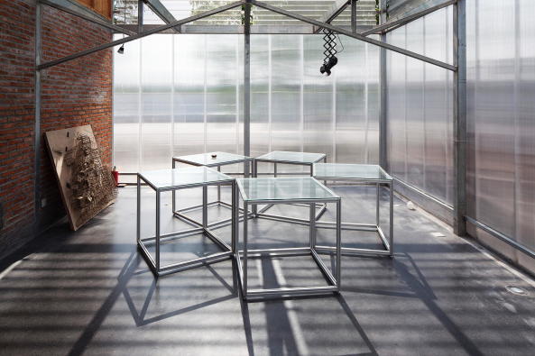 Atelier GOM, Studio Moa, tempor�re Architektur temporary architecture, neubau, Studio in Shanghai, West Bund, PVC Paneele, ephemeral, 2015, 2017, China, chinese, art, Kunst, Ausstellungen, exhibition, architecture