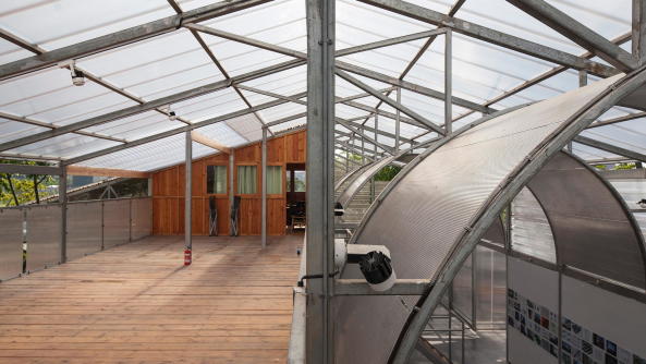 Atelier GOM, Studio Moa, tempor�re Architektur temporary architecture, neubau, Studio in Shanghai, West Bund, PVC Paneele, ephemeral, 2015, 2017, China, chinese, art, Kunst, Ausstellungen, exhibition, architecture