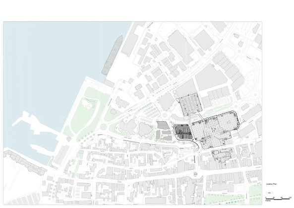 Baunetz, Meldung, Architektur, architecture, Southhampton, Grobritannien, Great Britain, England, Kino, cinema, Multiplex, shopping, retail, Einkaufen, Lden, Geschfte, Restaurant, Cafs, food, eating, Watermark, WestQuay, Phase 1, ACME, 2017, Cinema, public space, landscape architecture, Landschaftsarchitektur, Auenraum, ffentlicher Raum, gekurvt, Rhren, Fassade, tubes, curved, Groform, Jack Hobhouse, Benedict Luxmoore