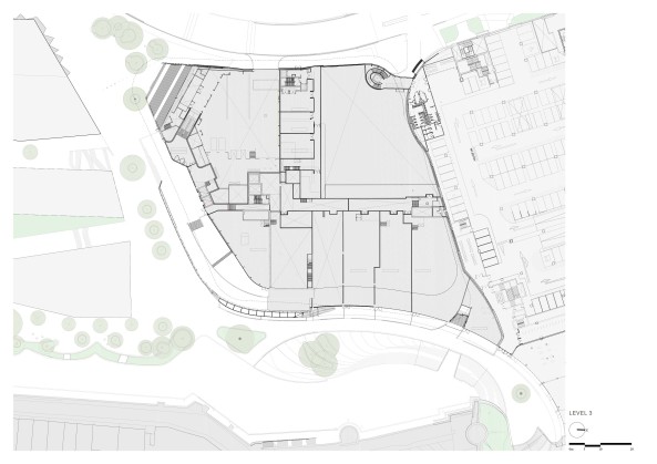 Baunetz, Meldung, Architektur, architecture, Southhampton, Grobritannien, Great Britain, England, Kino, cinema, Multiplex, shopping, retail, Einkaufen, Lden, Geschfte, Restaurant, Cafs, food, eating, Watermark, WestQuay, Phase 1, ACME, 2017, Cinema, public space, landscape architecture, Landschaftsarchitektur, Auenraum, ffentlicher Raum, gekurvt, Rhren, Fassade, tubes, curved, Groform, Jack Hobhouse, Benedict Luxmoore