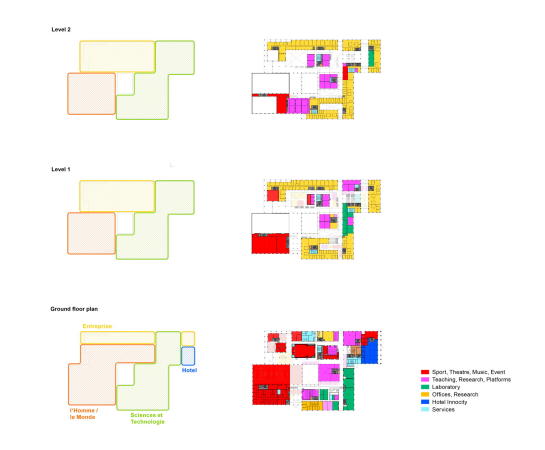 OMA, 2017, Frankreich, France, concrete, Beton, Strukturalismus, Neostrukturalismus, Lab City, Fertigstellung, science building, Forschung, Wissenschaft, laboratory, CentraleSuplec, Ellen van Loon, Rem Koolhaas, Clment Blanchet, Edouard Pervs, Bollinger + Grohmann, Saclay, Gif-sur-Yvette, Francis Bouygues, Annette Gigon, Mike Guyer, Zrich, Paris, Suisse, Schweiz, Switzerland, Masterplan OMA, Synthse Architecture, EGIS, Integral Ruedi Baur, Bureau Brut, Philippe Ruault,