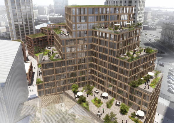 schmidt hammer lassen, detroit, neubau, projekt, gro�projekt, block, wohnungsbau, hochhaus, b�roturm, downtown, afro, �ffentlicher raum, verkehr, automobil, industrie, kultur, kunst, design, city, fu�g�nger, architekten, architects, architektur, immobilien, usa, amerika, wirtschaft