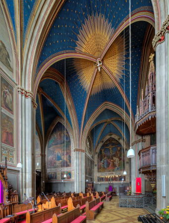 Die Wallfahrtskirche St. Apollinaris, Remagen. 1839-57 nach Plnen des Klner Dombaumeisters Ernst-Friedrich Zwirner errichtet. Der heutige Zustand entspricht nahezu der Ausstattung des 19. Jahrhunderts.
