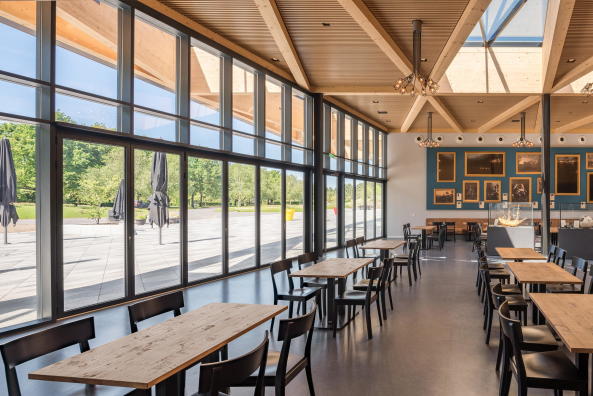 Baunetz, Meldung, Architektur, architecture, 2017, Mecanoo, Niederlande, Dutch, Keukenhof, Lisse, Amsterdam, Solarlux, Blumengromarkt, Eingang, Zugang, Tor, gatehouse, Holz, wood, copper, Kupfer, Glas