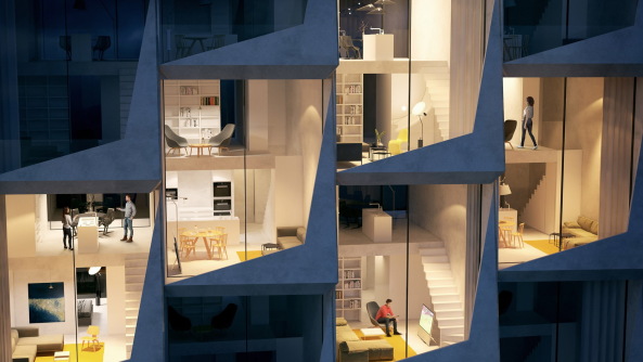 Baunetz, Peter Pichler, Architektur, architecture, Mailand, Niederlande, Utrecht, Maarssen, Vecht, Laufbahn, Sport, Wohnen, Residental, Wohnungsbau, Neubau, Planung, Wettbewerb, running track, Fassade, Maisonette, L-shaped tower, Trme, Turm, Wohnturm, Busbahnhof, train station