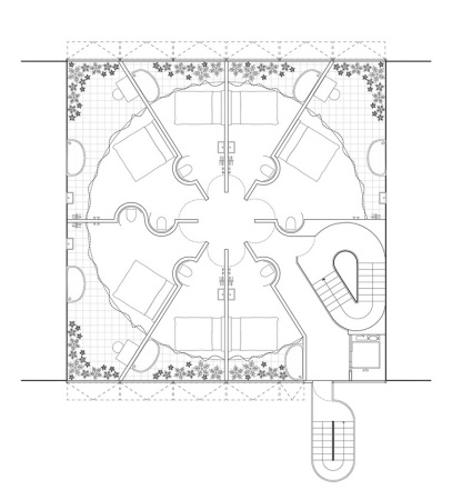 Kreis im Quadrat: Grundrissentwurf von Bruther