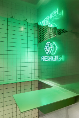 Pastellgrner Saftladen von dongqi architects in Shanghai