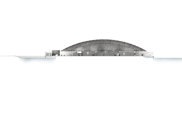 Baunetz, Meldungen, Architektur, Projekte, Vereinigte Arabische Emirate, Abu Dhabi, Saadiyat Island, Saadiyat Cultural District, Louvre Abu Dhabi, Jean Nouvel, 2017, opening November, Kunstmuseum, Museumsbau, silver dome, Kuppel, museum city, Metall, Medina, Museumsstadt, Stahl, Stahldach, Lichtregen, Gitterstruktur, Maschrabiyya