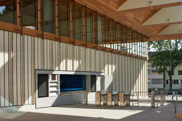 Sportzentrum Heuried, Zrich, Eissporthalle, Neubau, Fertigstellung, Switzerland, Swiss Architecture, 2017, EM2N, new building, wood, trees, ice hockey, instandsetzung Freibad, Dachkonstruktion