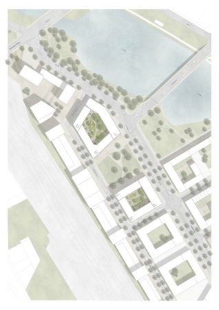 1. Preis Mischgebiete MI 1 und MI 2 am Nordhafenufer, in der Mitte der Nordhafenplatz � von Gerkan, Marg und Partner Berlin