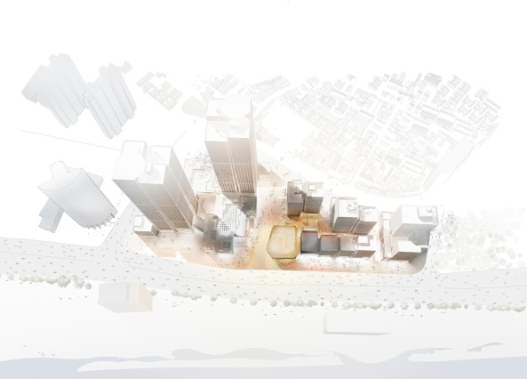 Baunetz, Architektur, Meldungen, Projekte, China, Shanghai, Bund, New Bund Finance Centre, Foster + Partners, Heatherwick Studio, Kulturzentrum, rotierende Fassade, mixed use, Multifunktionsgeb�ude, flexible Fassade, bewegliche Fassade, Fosun Foundation, Ausstellungshalle, chinesisches Theater, beweglicher Vorhang, Vorhangfassade, Magnesiumlegierung, Bronzerohre, Laurian Ghinitoiu