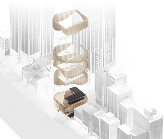 Baunetz, Architektur, Meldungen, Projekte, China, Shanghai, Bund, New Bund Finance Centre, Foster + Partners, Heatherwick Studio, Kulturzentrum, rotierende Fassade, mixed use, Multifunktionsgebude, flexible Fassade, bewegliche Fassade, Fosun Foundation, Ausstellungshalle, chinesisches Theater, beweglicher Vorhang, Vorhangfassade, Magnesiumlegierung, Bronzerohre, Laurian Ghinitoiu