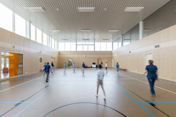 Baunetz, Meldungen, Architektur, Projekte, Belgien, Knokke-Heist, NL Architects, Basisschool De Vonk, Scholencampus De Vonk De Pluim, Schulgebude, primary school, Passiefschool, Passivschule, canadian well, Vulkan, Vorbau, Vollwrmeschutz, green roof, Marcel van der Burg
