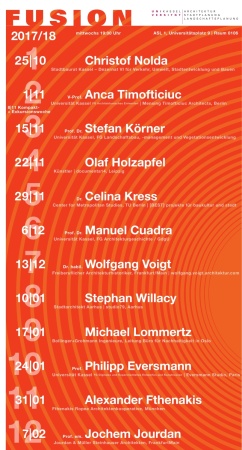 Universitt Kassel, Fusion, Christof Noda, Wolfgang Voigt, Anca Timufticiuc, Celina Kress, Stefan Krner, Vorlesung, Reihe, Baunetz