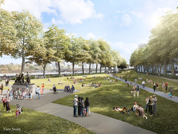 Gewinnerentwurf Adjaye Associates, Blick in die Victoria Tower Gardens