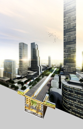 Baunetz, Architektur, Seoul, Dominique Perrault, Junglim Consortium, Lightwalk,  gangnam international transit center