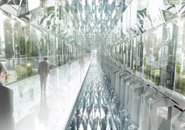 Baunetz, Architektur, Seoul, Dominique Perrault, Junglim Consortium, Lightwalk,  gangnam international transit center