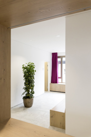 ATP, Vomp, �sterreich, Bibliothek, GEmeindahus, Foyer, Holz, Aluminium, Bronze