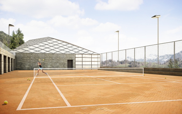 Tennis, Sport, Halle, Holzkonstruktion, Resort, Tourismus, Tennis, Vierwaldstttersee, Schweiz, swiss