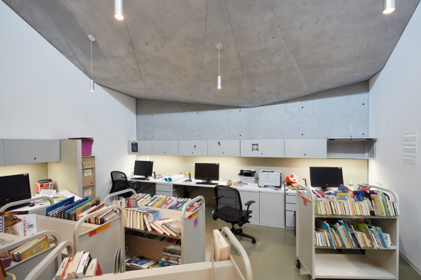 Glasfaserbeton, Bibltiothek, Glas, Knick, Grnes Dach, Queens, library, New York, WORKac, Bruce Damonte