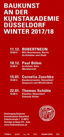 Dsseldorf, Kunstakademie Dsseldorf, Baukunts, Vortag, RobertNeun, Nils Buschmann, Thomas Schtte, Cornelia Zuschke, Paul Bhm