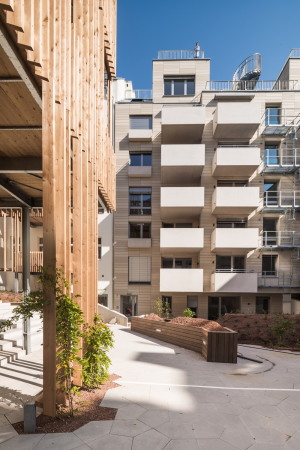 Wohnungstypen, Hofgarten, Bestandsgebude, Wohnen, Freiraum, Hof, Fassade