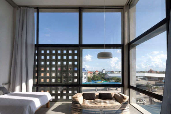 Tamasa Hotel, Phnom Penh, Kawabe Naoya Architects, Stahlbetonraster, Gemeinschaftsflchen