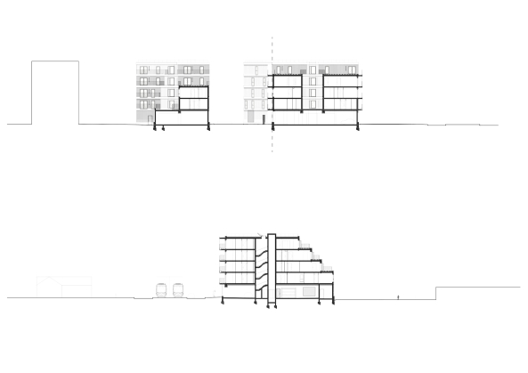 sozialer Wohnungsbau, Passage, Fassadenbegrnung, Sockelgeschoss, Ateliers O-S Architects, Nantes,  Quartiersentwicklung