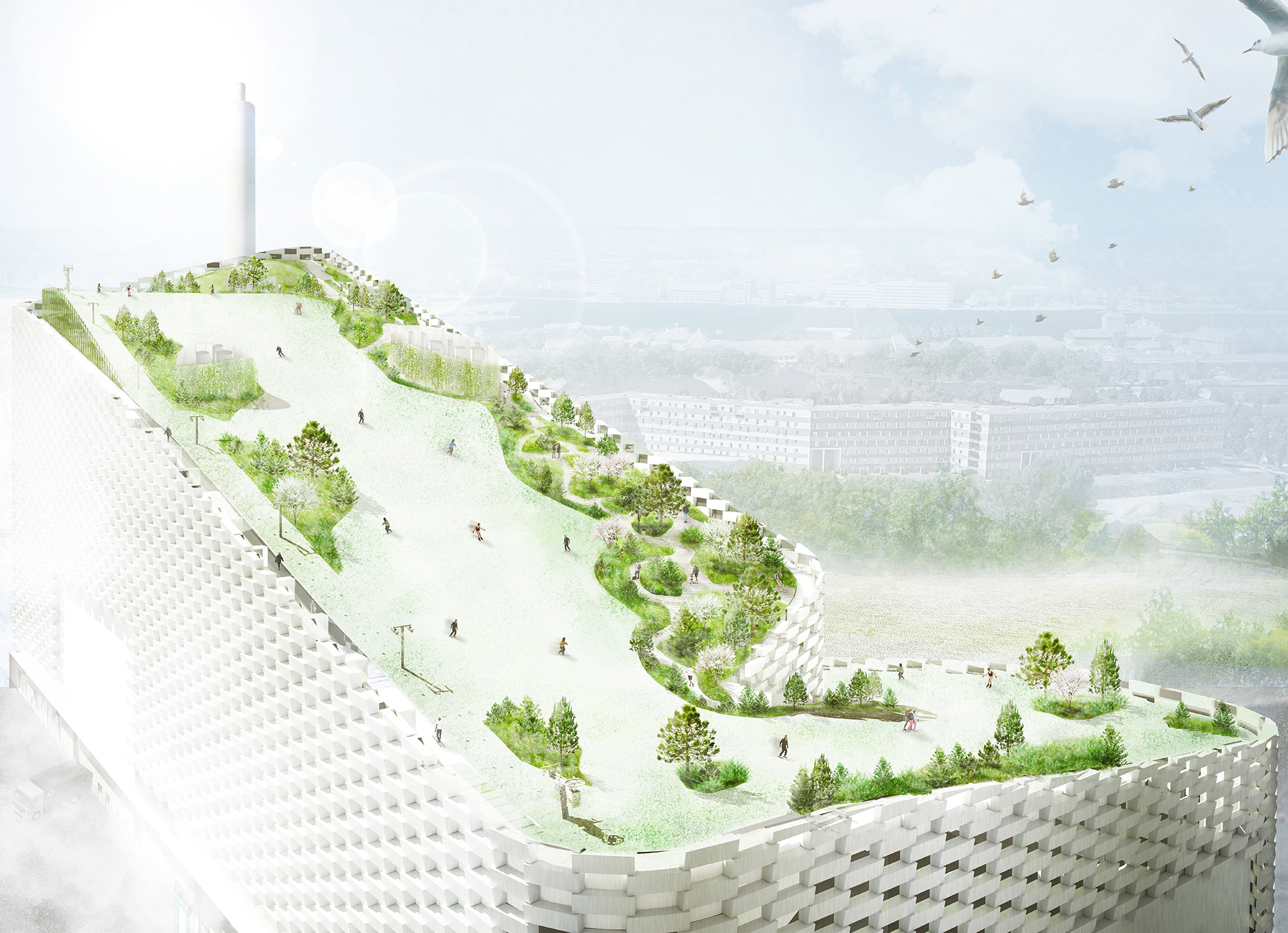 Skiers Test Out The Slopes Atop Big S Urban Mountain Plant In Copenhagen Architecture Design Competitions Aggregator