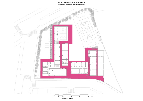 Schule, Fassade, Spiegel, Hof, Erdgeschoss, Neubau