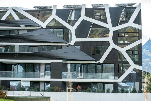 Falkeis Architects, Vaduz, PCM-Klimaflgel, Latentwrmespeicherung, PV-Tracking, Phasenwechselmaterial, Marxner, Marxer Active Energy Building