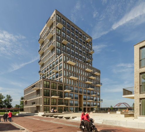 Amsterdam, Studioninedots, Wohnen, Backstein, Fenster, Raster, Zeeburgeiland, Stadtwachstum