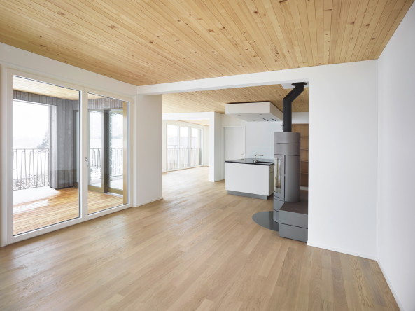 Holzbauweise, Wetzikon, Schweiz, idA Architekten, Wohnen, Mehrfamilienhaus, offenliegendes Treppenhaus