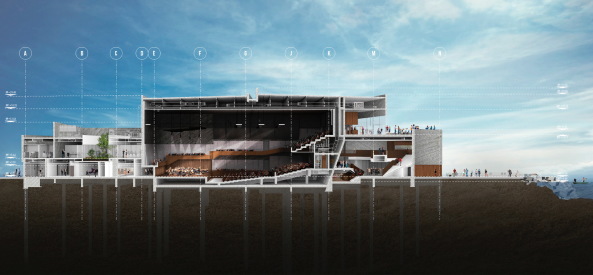 rojkind arquitectos, Mexiko, Boca del Rio, Theater, Bau am Wasser, Beton, Auenanlage