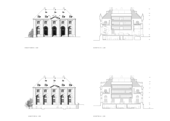 1. Preis: Nieto Sobejano Arquitectos, Berlin/Madrid, Schnitte
