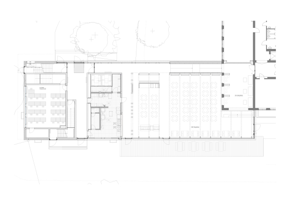 Schulbau, Kleinmachnow, Bauen im Bestand, Glas, Fassade, Mensa