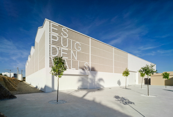 MCEA, Manuel Costoya, Puig den Valls, Ibiza, Sporthalle, Sportzentrum, perforiertes Mauerwerk, Oberflchen