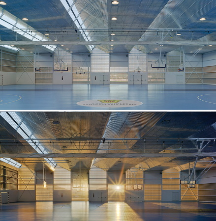 MCEA, Manuel Costoya, Puig d�en Valls, Ibiza, Sporthalle, Sportzentrum, perforiertes Mauerwerk, Oberfl�chen