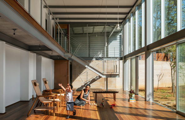 Andrade Morettin Arquitetos, T.R. Residence, Wohnhaus, Dach, Haus im Haus, Carapicuiva, Brasilien, So Paulo