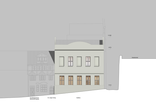 Seitenansicht des Theaters