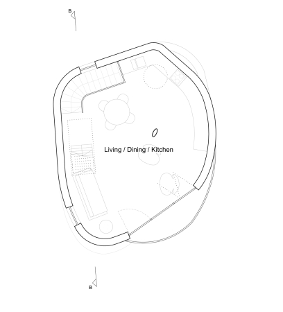 Wohnhaus, atelierhaus, Chance de Silva, London, runde Formen, Musik