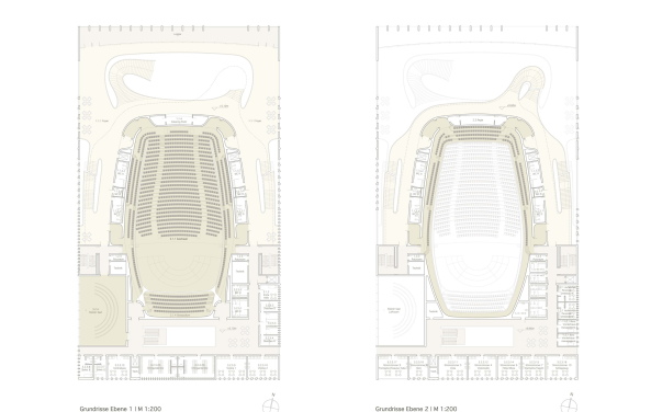Ein 4. Preis: Hascher Jehle Design (Berlin) und WGF Beraten (Nrnberg), Grundriss 1. und 2. OG
