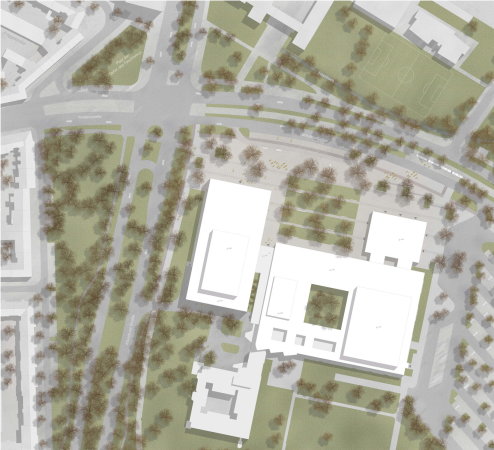 Eine Anerkennung: Gunther Benkert Architekten (Mnchen) und GTL Michael Triebsweller Landschaftarchitektur (Kassel)