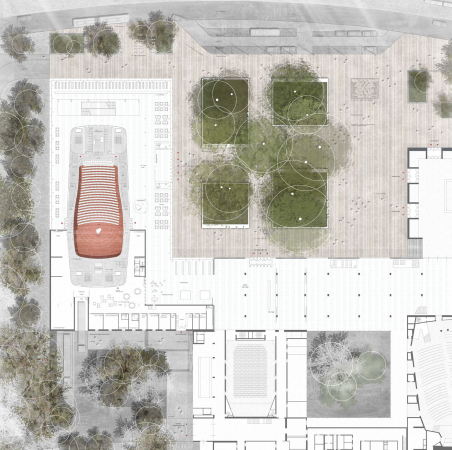 Eine Anerkennung: Architekt Sandro Pino Cicatello (Ludwigshafen am Rhein) und GDLA gornik denkel landschaftsarchitektur (Heidelberg), Grundriss EG