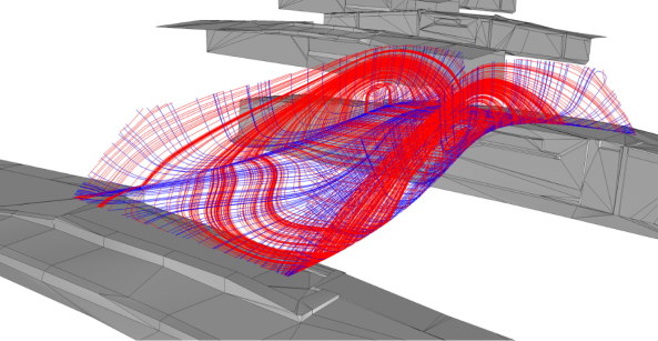 Perspektive der Br�cke unter Belastbarkeitsanalysen von Arup und Joris Laarman Lab.