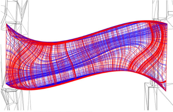 Grundriss der Br�cke unter Belastbarkeitsanalysen von Arup und Joris Laarman Lab.