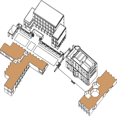 Isometrie der neuen Anlage auf dem Campus der University of Roehampton Architekten: Henley Halebrown